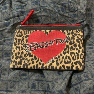 Brighton 2020 Leopard Heart Canvas Zippered Makeup Bag